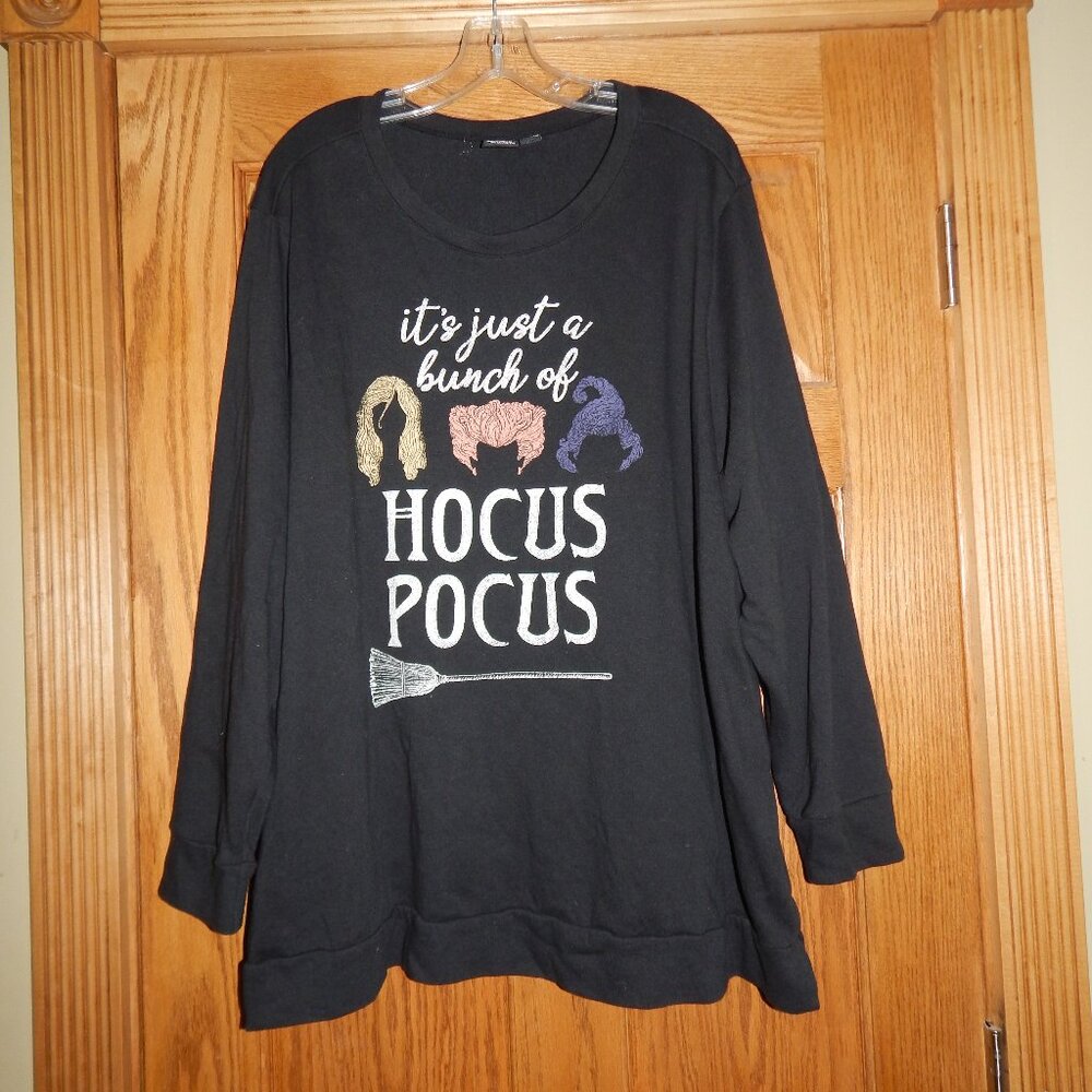 Women's Plus Size 26/28 Disney It's Just a Bunch of HOCUS POCUS Sweatshirt Black